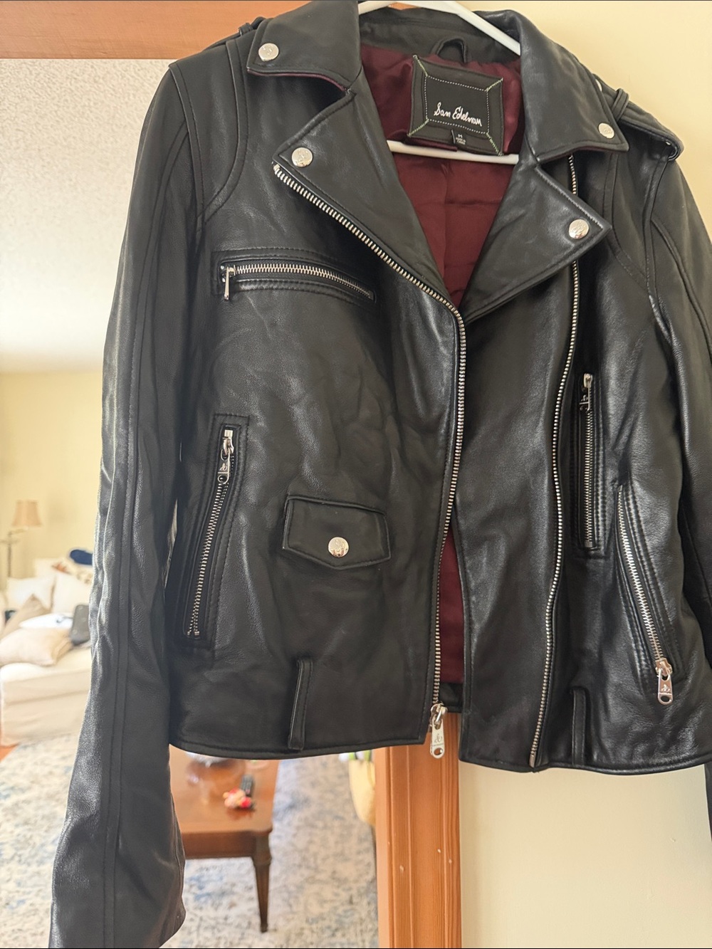 Sam Edelman Black 100% Lamb Leather Moto Biker Jacket Originally $598 - Picture 4 of 12